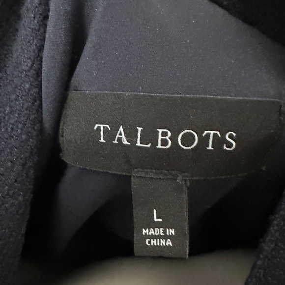 Classic TALBOTS Women's L Long-Sleeved Button-Down Large-Weave Navy Shirt-Jacket - Picture 2 of 10